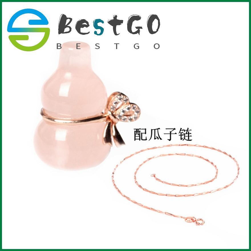 Wishing Stone Necklace Fashion Pink Crystal Gourd Small Fortune Bag Clavicle Chain Jewelry Girlfriend Gift