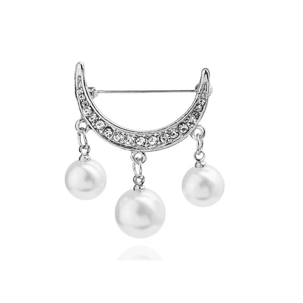 2Pcs Semicircle Faux Pearls Drop Brooch Pin Badge Clothes Piercing Ornament