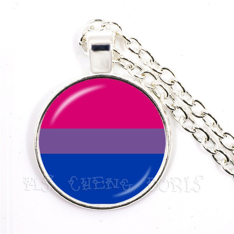Gay Pride Rainbow Pendant Necklace Lesbian LGBT 25mm Glass Dome Cabochon Golden-Plated Necklace For Women Men Lover Gift