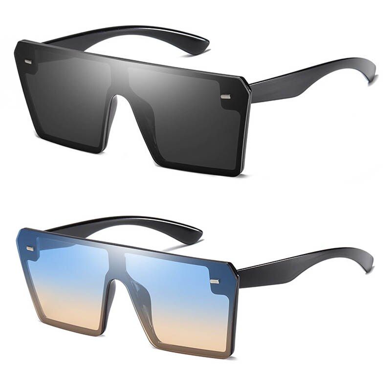 C13Oversized Square Sunglasses Women 2020 Luxury Brand Fashion Flat Top Red Black Clear Lens One Piece Men Gafas Shade Mirror UV400