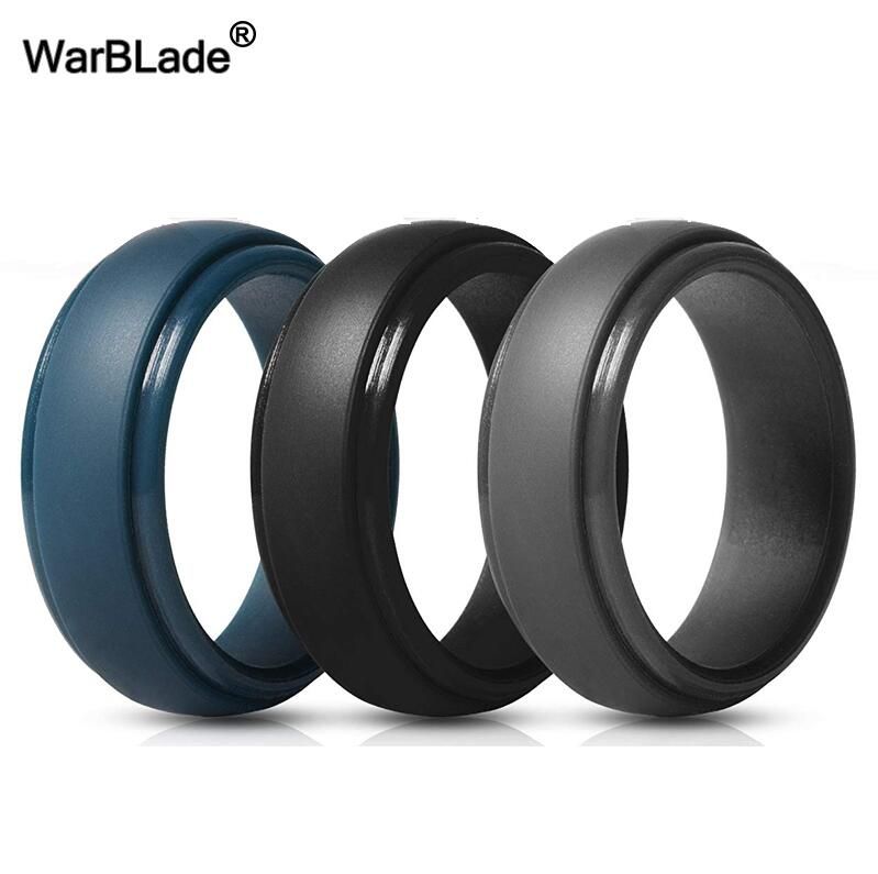 3pc/set Food Grade FDA Silicone Rings Men Wedding Rubber Bands Hypoallergenic Flexible Sports Antibacterial Silicone Finger Ring