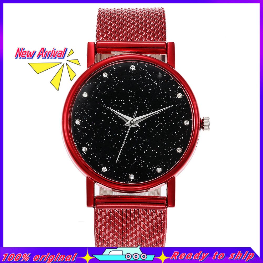 Starry Sky Series Unisex Mesh Strap Round Dial Analog Quartz Wrist Watch Gift
