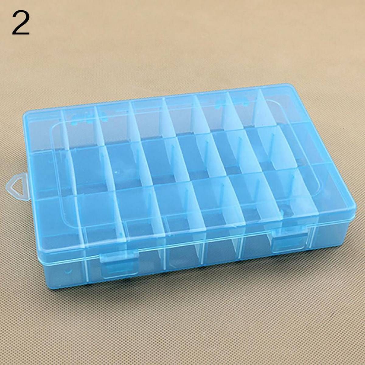 24 Compartments Plastic Box Jewelry Bead Storage Container Organizer