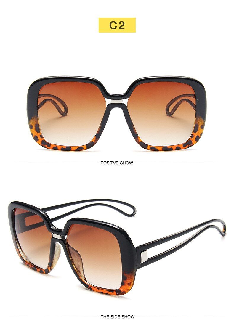 c2square oversized Gradient sunglasses Hollow leg women vintage BIG frame Eyeglasses brand designer lady Shade Oculos UV400 Female