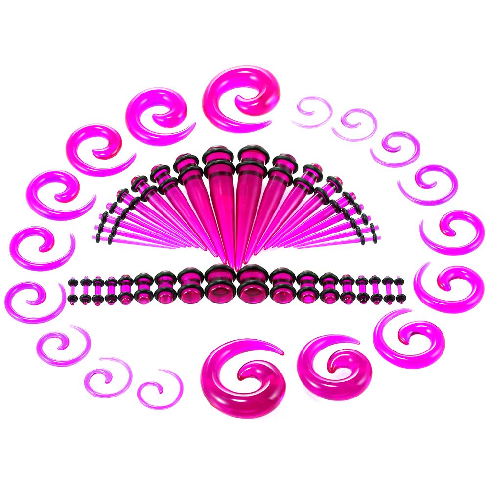 54Pcs 1.6-10mm Acrylic Ear Stretching Piercing Taper Expandable Plugs Jewelry