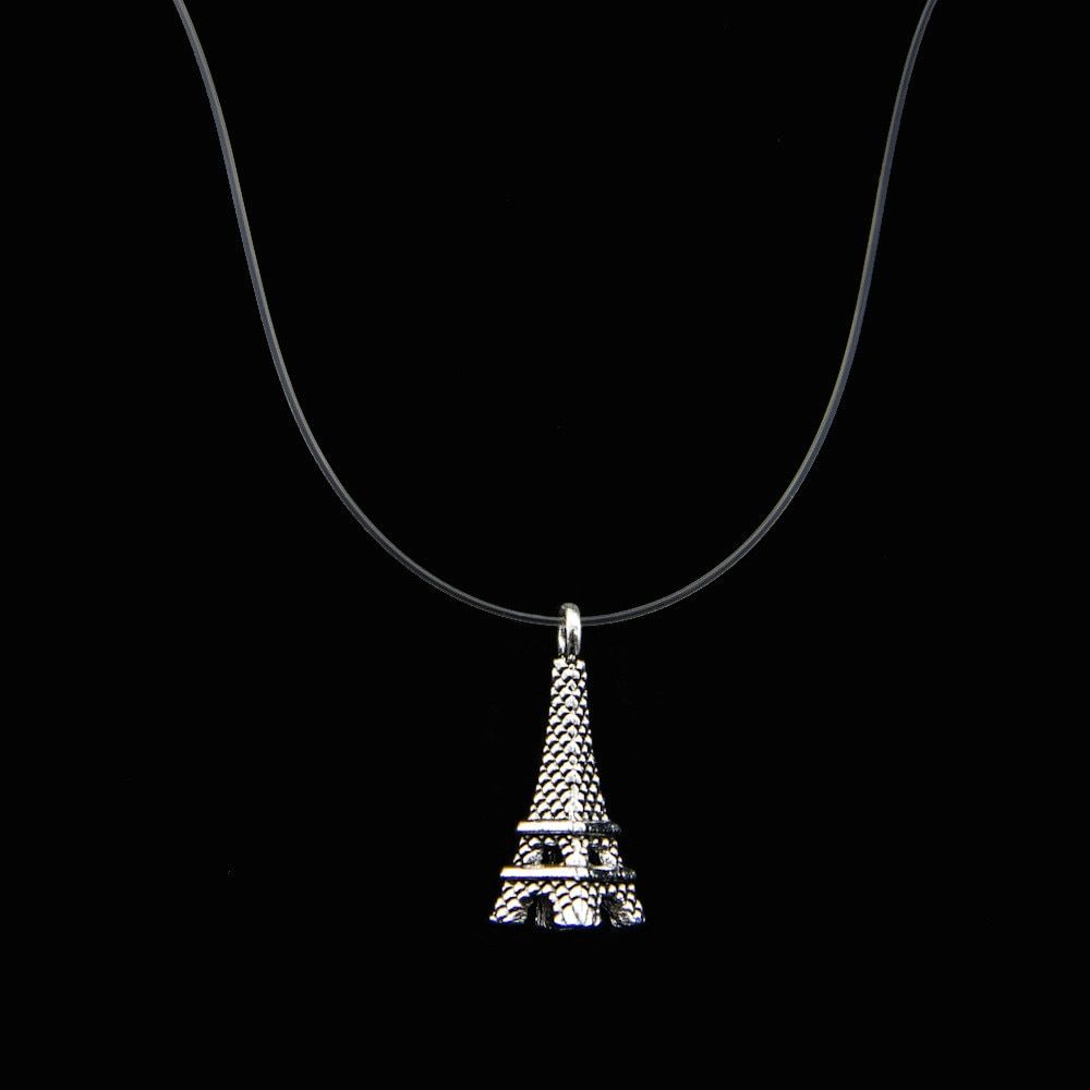 Female Transparent Fishing Line Necklace Invisible Women Rhinestone Chain Necklaces Female Gift