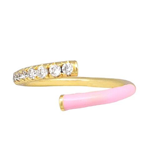 El Women Ring Gold Color Neon Green Yellow Fluorescent CZ Layered Lady Finger Ring Wedding Engagement Adjustable Stackable