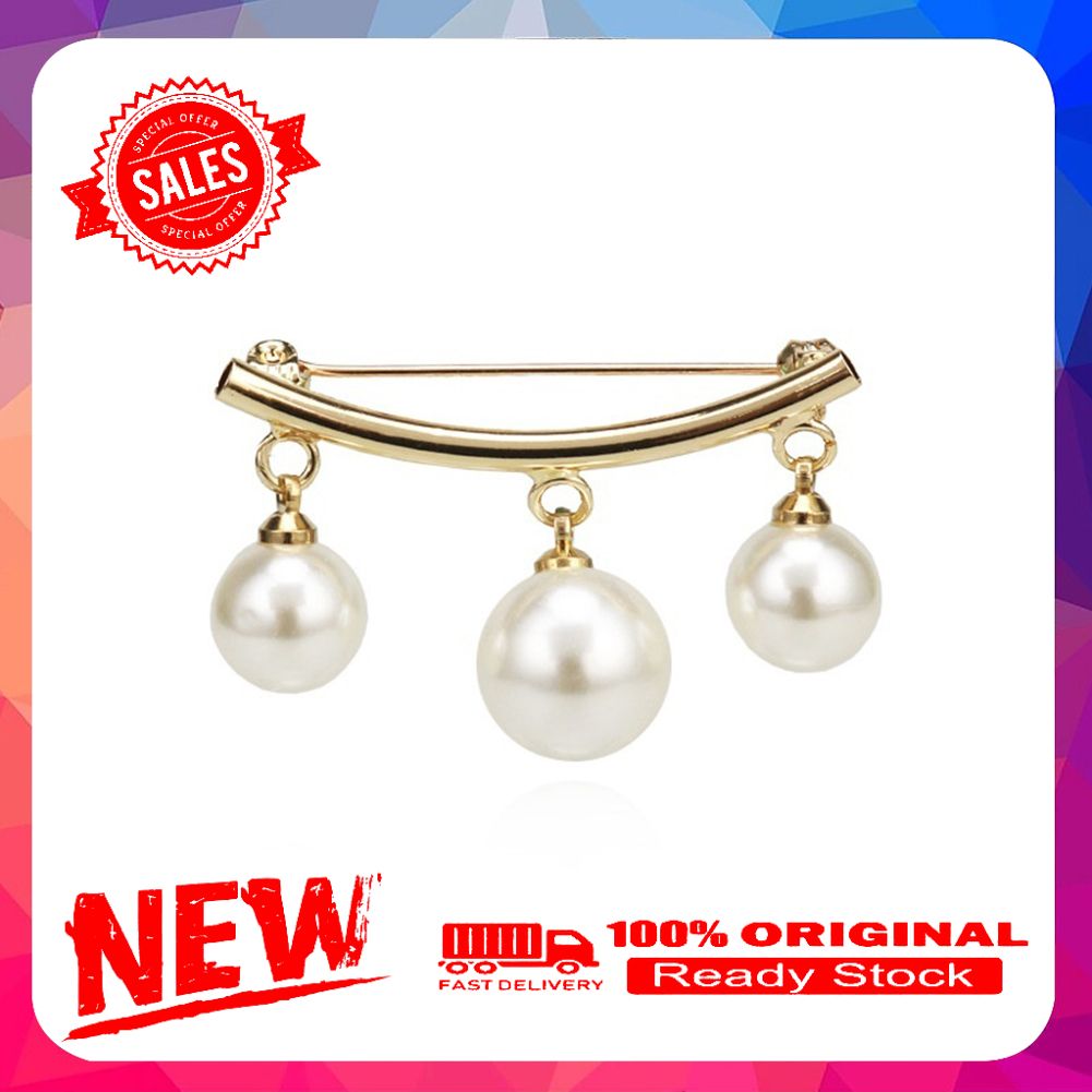 Fashion Faux Pearl Dangle Beads Collar Lapel Brooch Pin Clothes Jewelry Decor