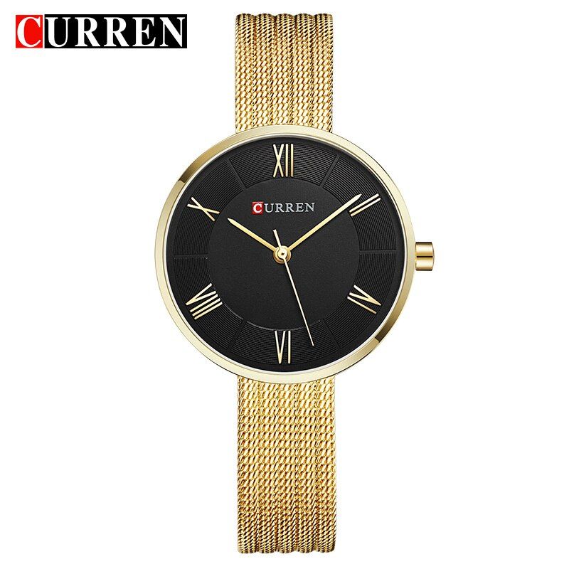 CURREN  Women Fashion Simple style Quartz Watches Stainless Steel Band Wristwatch Waterproof Classic Ladies Clock Gift
