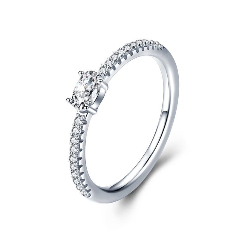 BISAER Simple Rings  925 Sterling Silver finger rings Stackable Ring For Women Wedding  Fashion Jewelry Gift