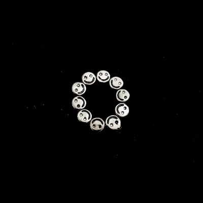 HUANZHI 2020  Korean Simple Lovely Smiley Pearl Colorful Resin Crystal Beaded Transparent Rings for Women Party Jewelry