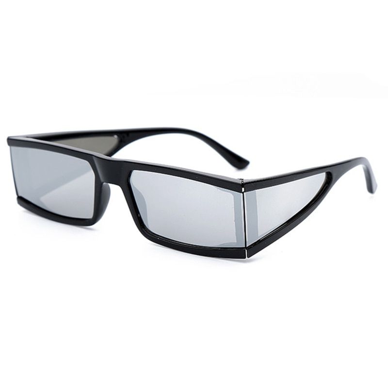 Fashion Rectangle Small Sunglasses Women 2020 Luxury Brand Mirror Silver Black Clear Lens One Piece Punk Men Gafas Shades UV400