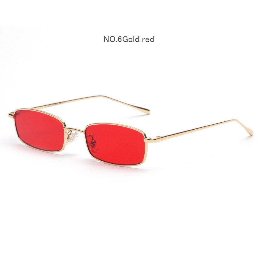red as pictureYOOSKE Vintage Sunglasses Men Women Brand Designer Rectangle Metal Sun Glasses Ladies Small Retro Shades Eyewear UV400