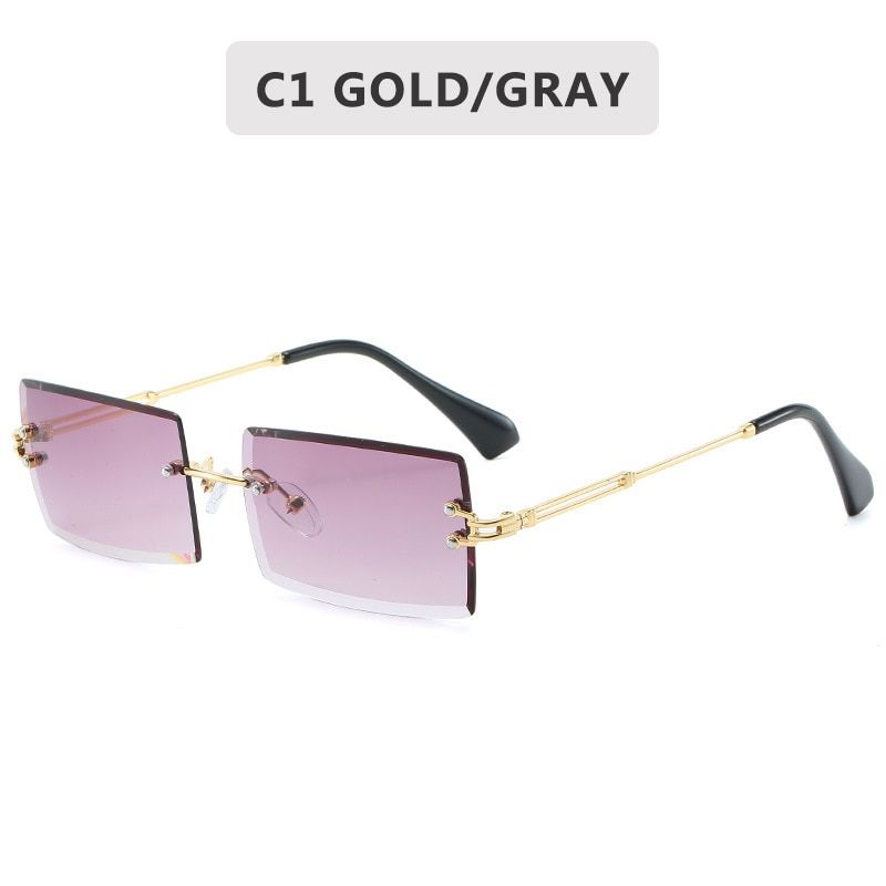 C12020 Retro Sunglasses Women Brand Designer Fashion Rimless Gradient Sun Glasses Shades Cutting Lens Ladies Frameless Eyeglasses
