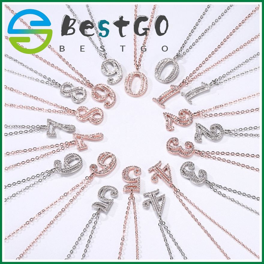 Rhodium Plated Number Necklace Pendant Lucky New Clavicle Chain