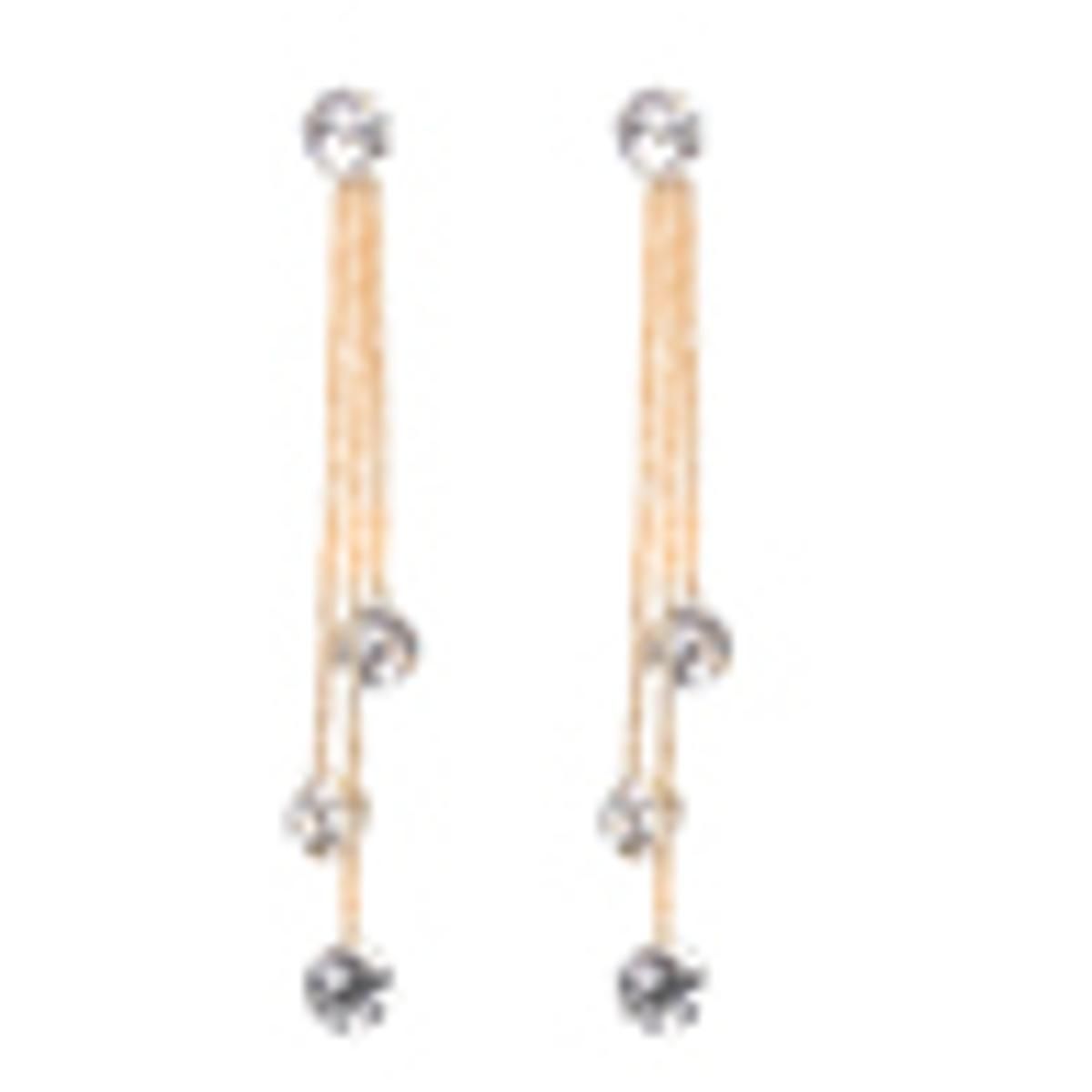 Fashion Jewelry Shiny Rhinestone Long Chain Dangle Stud Linear Earrings Gift