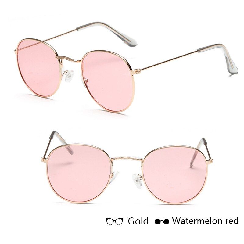 AEvrfelan Mirror Women's Sunglasses Men Retro Round Sun Glasses Female Fashion Unisex Eyeglasses Metal Frame gafas de sol
