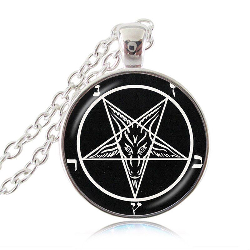 Satanic Baphomet Inverted Pentagram Pendant Gothic Necklace Goat Pendant Satanism Necklace Evil Occult Pentacle Jewelry HZ1
