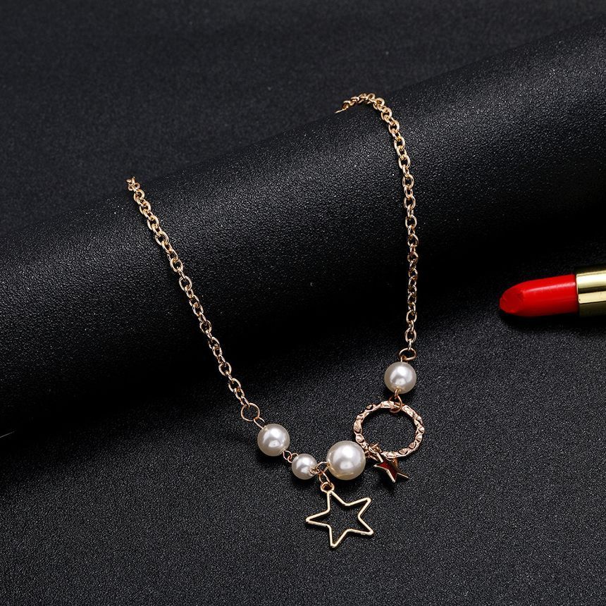 Girls Pearl Star Necklace Fashion Popular Chain Necklace for Women Girls