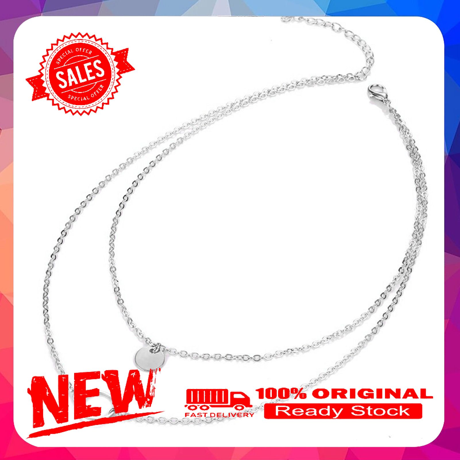 Necklace Stylish Comfortable 2 Colors Round Double Layers Necklace for Birthday