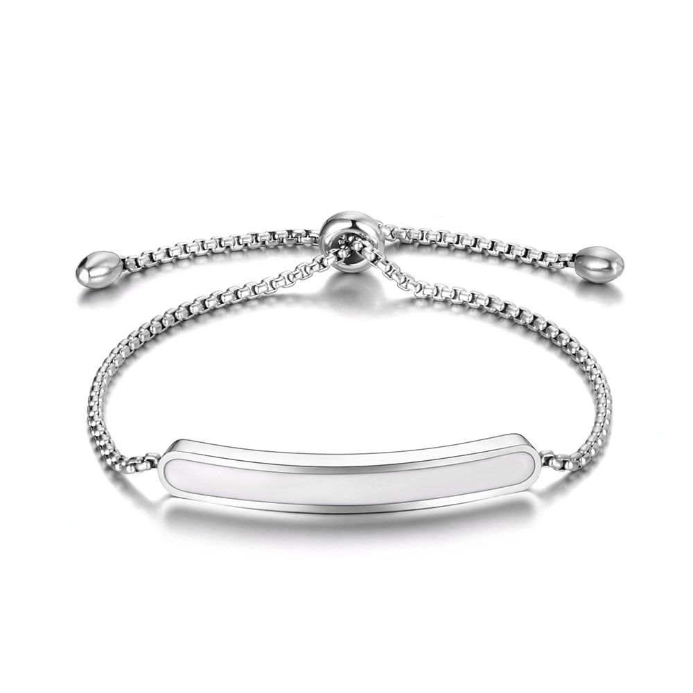 Lokaer Titanium Stainless Steel Black/White Glaze Chain & Link Bracelets For Rose Adjustable Size Bracelet