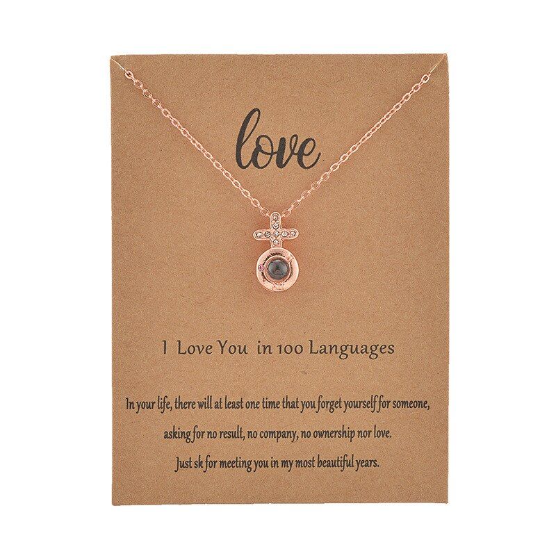 DoreenBeads Fashion With Card 100 Language I love You Necklace For Women Wedding Letter Necklace Jewelry Drop Shipping Charms
