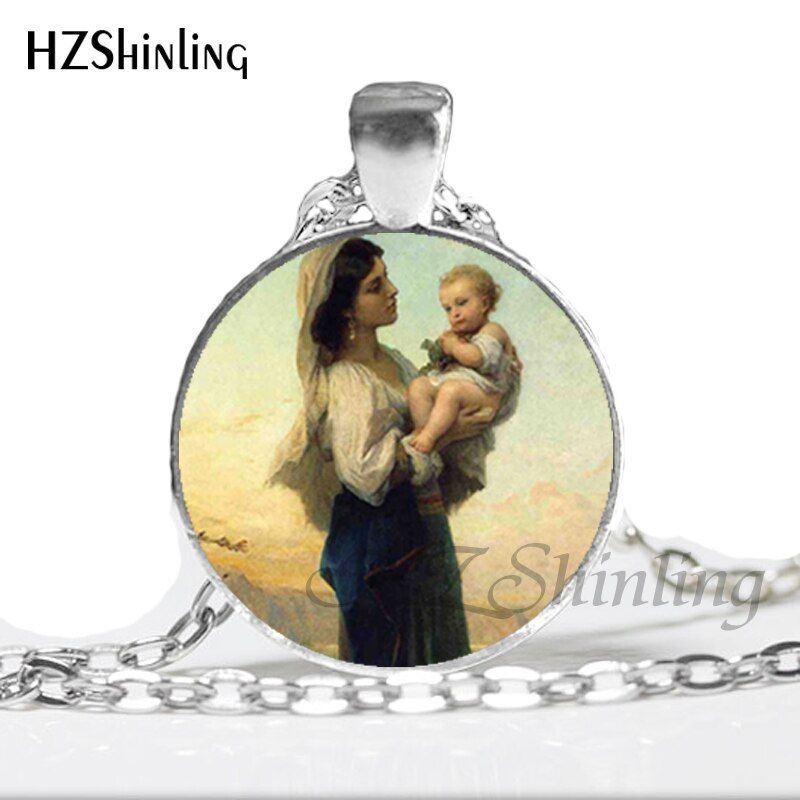NS-00618 New Fashion Mary Mother of Baby Necklace Blessed Virgin Pendant Jewelry Glass Dome Necklace Vintage HZ1