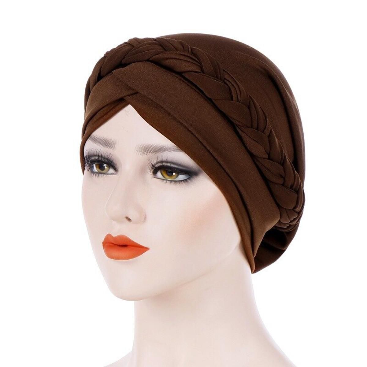 Muslim Women Inner Caps Braided Bandanas Hijab Comfort Fashion Turban Hat Colorful Cross Knot Chemo Hats Head Wearing turbante