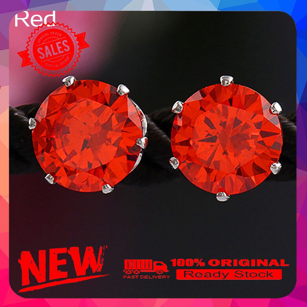 Unisex Fashion Elegant Sparkling Round Zircon Inlaid Ear Studs Earrings Jewelry