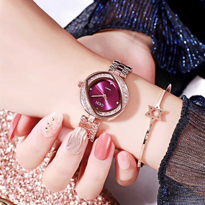 Watch Women Diamond Luxury Brand Fashion Ins Style Stainless Steel Quartz Wristwatch Rhinestone Ladies Bracelet Watch Reloj