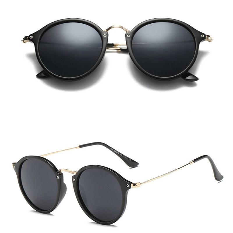 LeonLion Round Retro Sunglasses Men  Designer Fashion Sunglasses for Men/Women Vintage Sunglasses Men Luxury Oculos De Sol-BlackGray