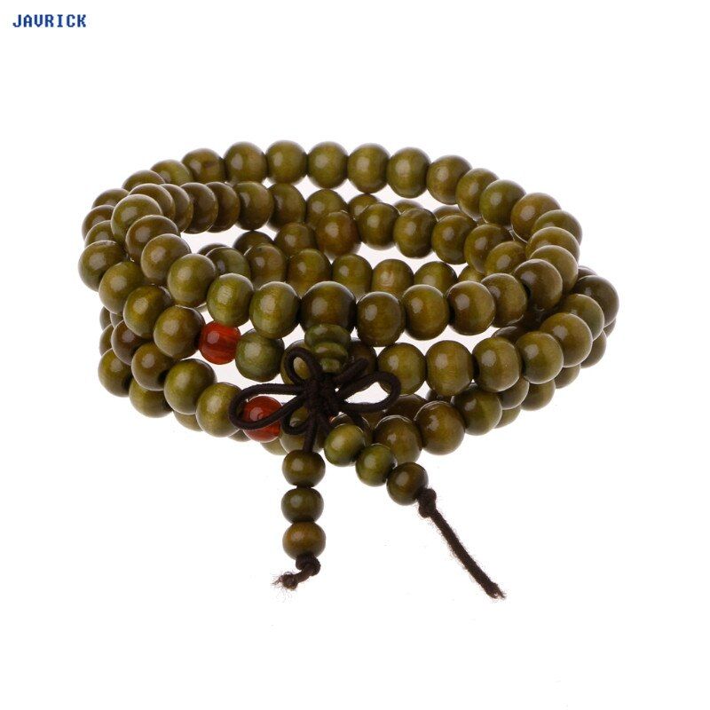 JAVRICK Natural Sandalwood 8mm Beads Bracelets 108 Wood Beads Buddha Prayer Jewelry