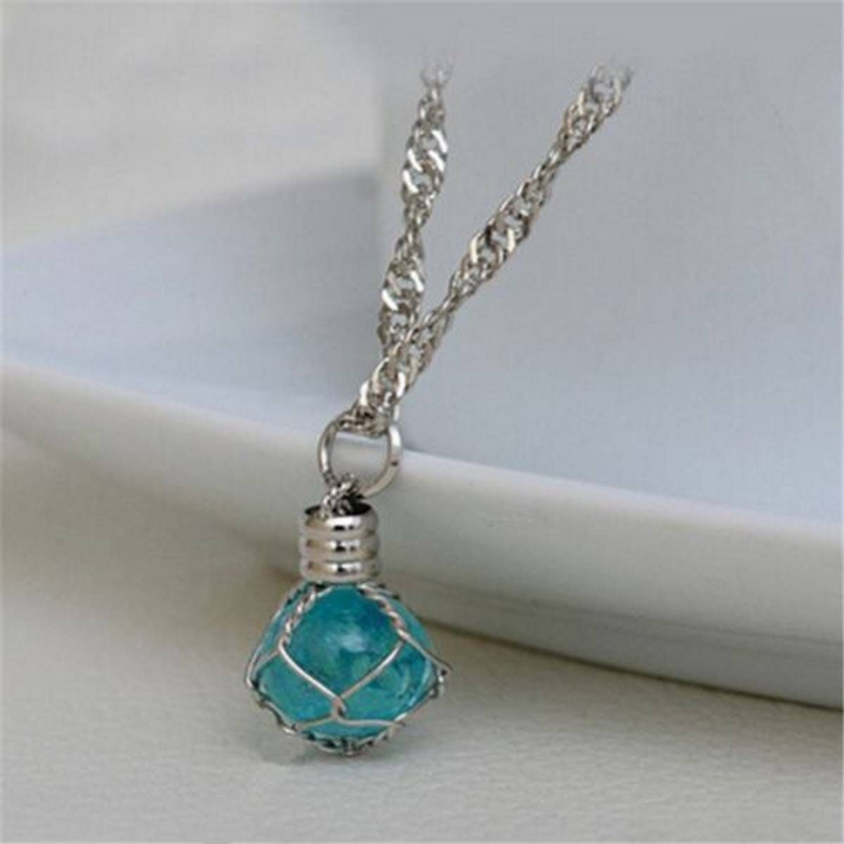 Fashion New Creative Luminous Crystal Ball Chic Glow In The Dark charming Necklace fine jewelry 2color