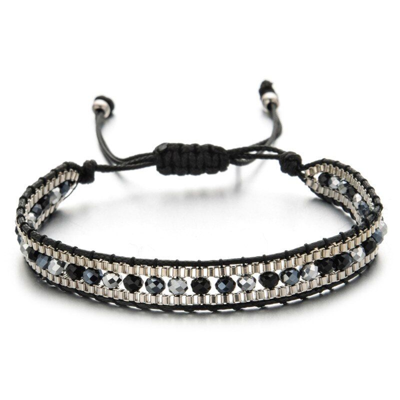 LUBINGSHINE Shiny Crystal Beads Jewelry Female Bracelets Bangles Adjustable Bracelet for women Beaded Bohemia Bracelet