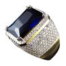 Fashion Men Women Big Rectangular Cubic Zirconia Plated Finger Ring Jewelry