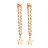 Women Fashion Five-pointed Star Chain Tassel Pendant Stud Earrings Jewelry Gift