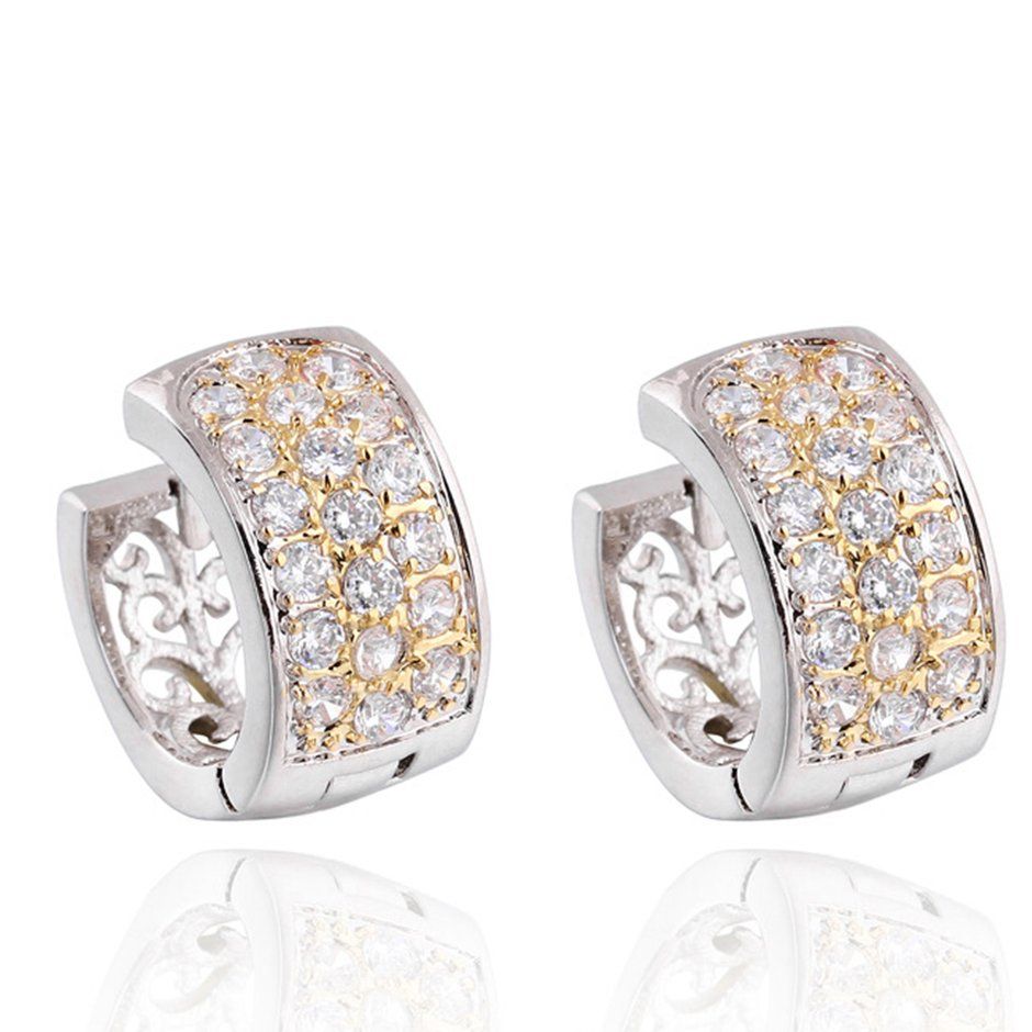 Luxury Women Lady Girls Gold-plated Rhinestone Earrings Ear Clips