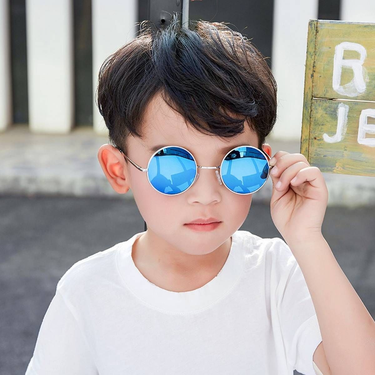 Kids Boys Girls Designer Metal Round Retro Sunglasses