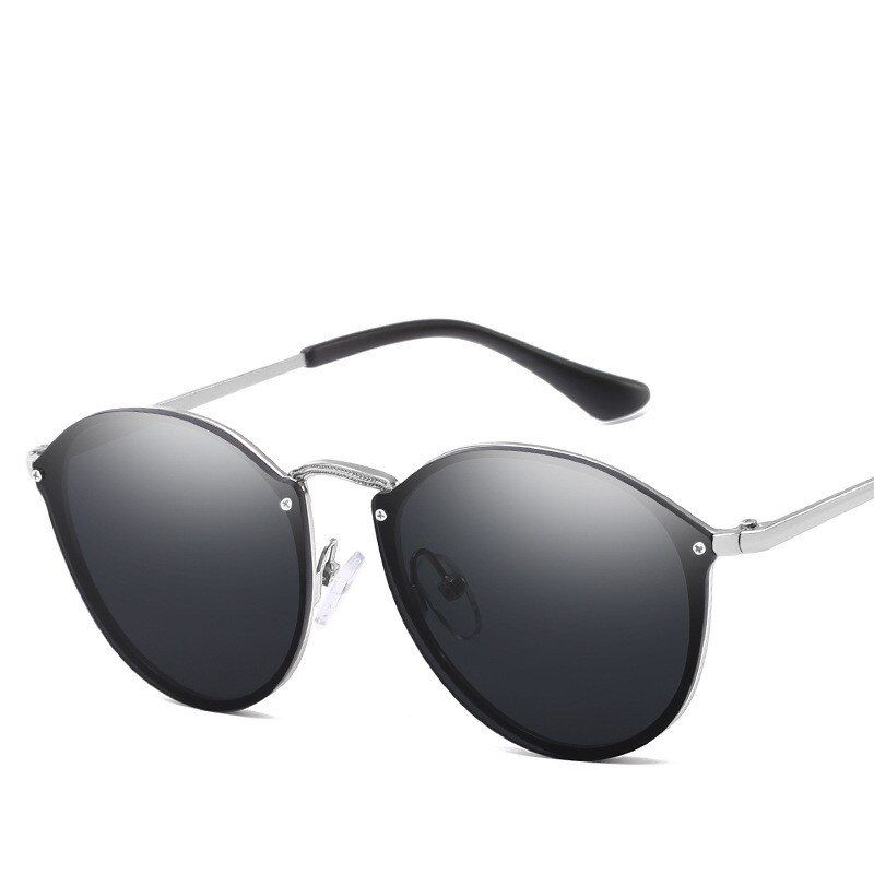 Silver F Black2019 Luxury Round Sunglasses Women Brand Designer CatEye Retro Rimless Sunglass Mirror Sun Glasses Female 2018 zonnebril dames