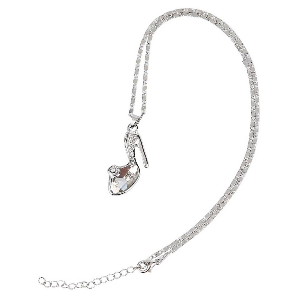 Alloy Simulated Crystal High-Heeled Shoes Pendant Necklace Jewelry For Female