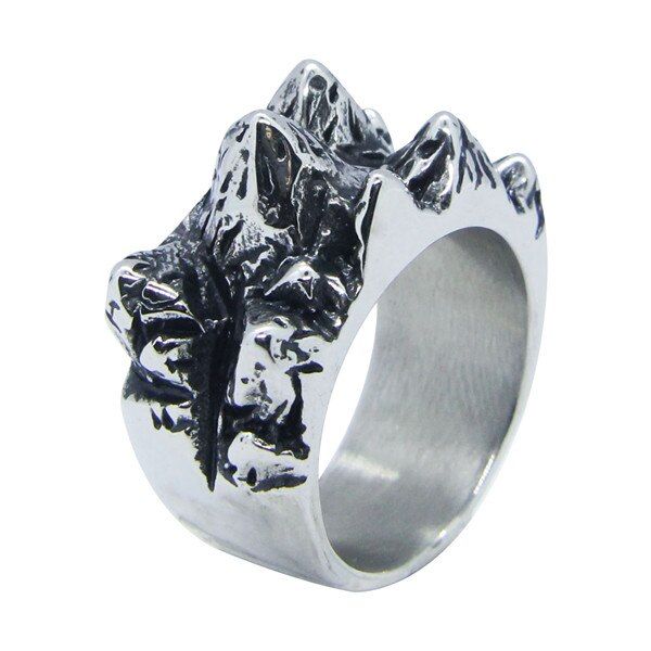 Animal Skin Ring 316L Stainless Steel Women Mens Polishing Stone Rock Ring