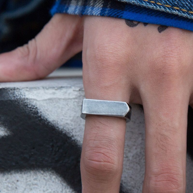 steel high hexagon fashion ring stainless steel angle unqiue biker jewelry for men and women