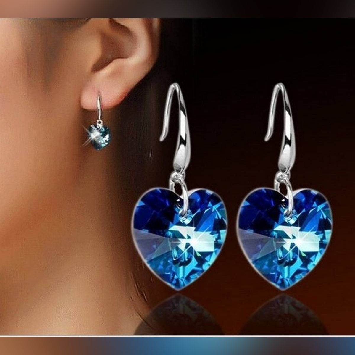 Blue Stone Heart Shaped Earrings