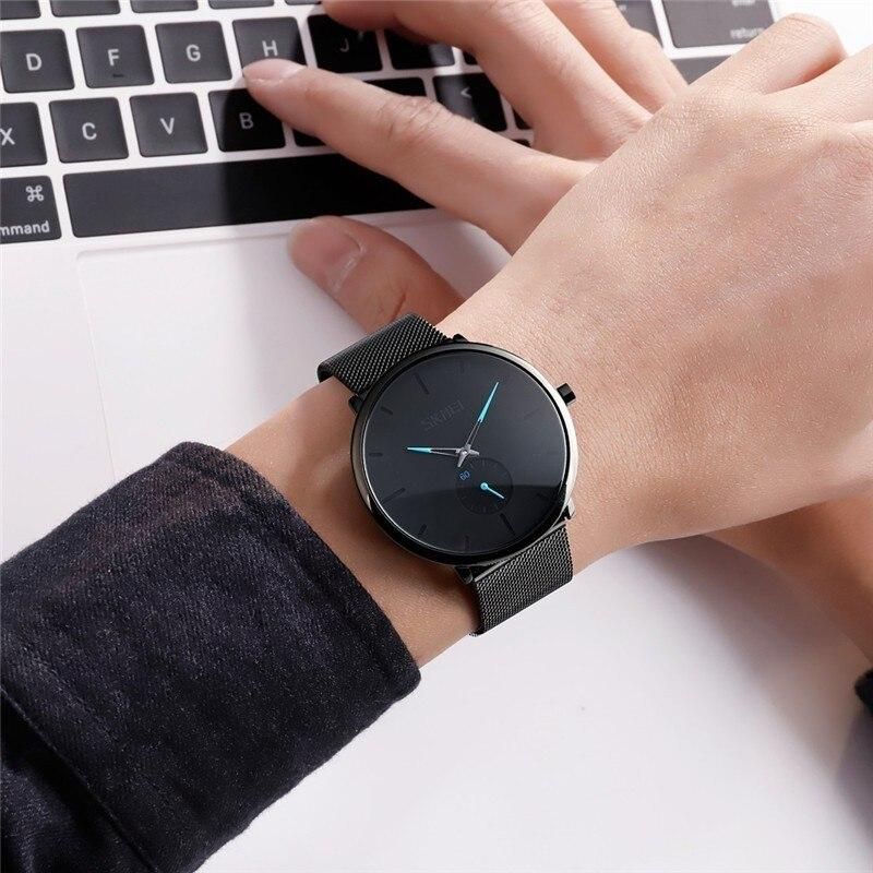 9185 Stainless Steel Wrist Watch for Men - Black