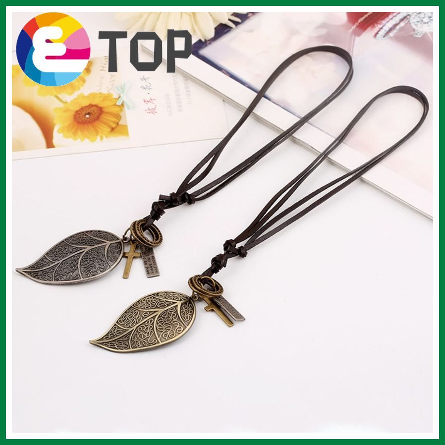 Leaf Leather Necklace Simple Adjustable Long Sweater Chain Student Jewelry