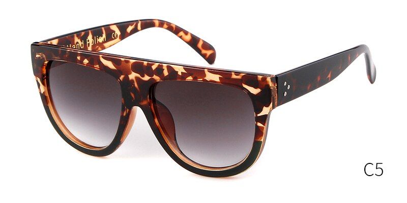 C5WHO CUTIE Fashion Women Sunglasses Brand Designer Flat Top Vintage Gradient Sun Glasses Female Rivet Big Frame Shades UV400 369B