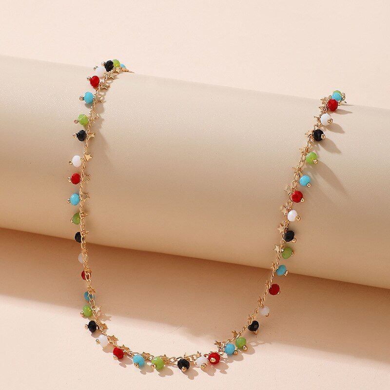 Bohemian Handmade Colorful Bead Choker Necklace for Women Charm Clavicle Chain Fashion Party Jewelry Girls Gift Dropshipping