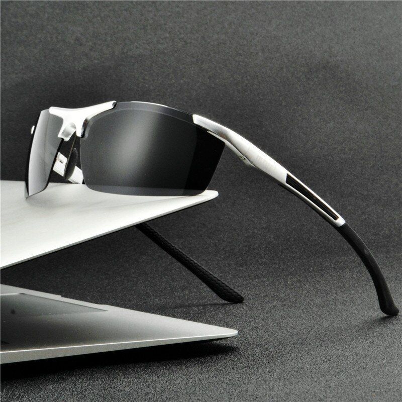 silverAluminum-Magnesium Sunglasses Men Driving Rectangle Sun Glasses Male Mirror High QualityPolarized sunglasses FML