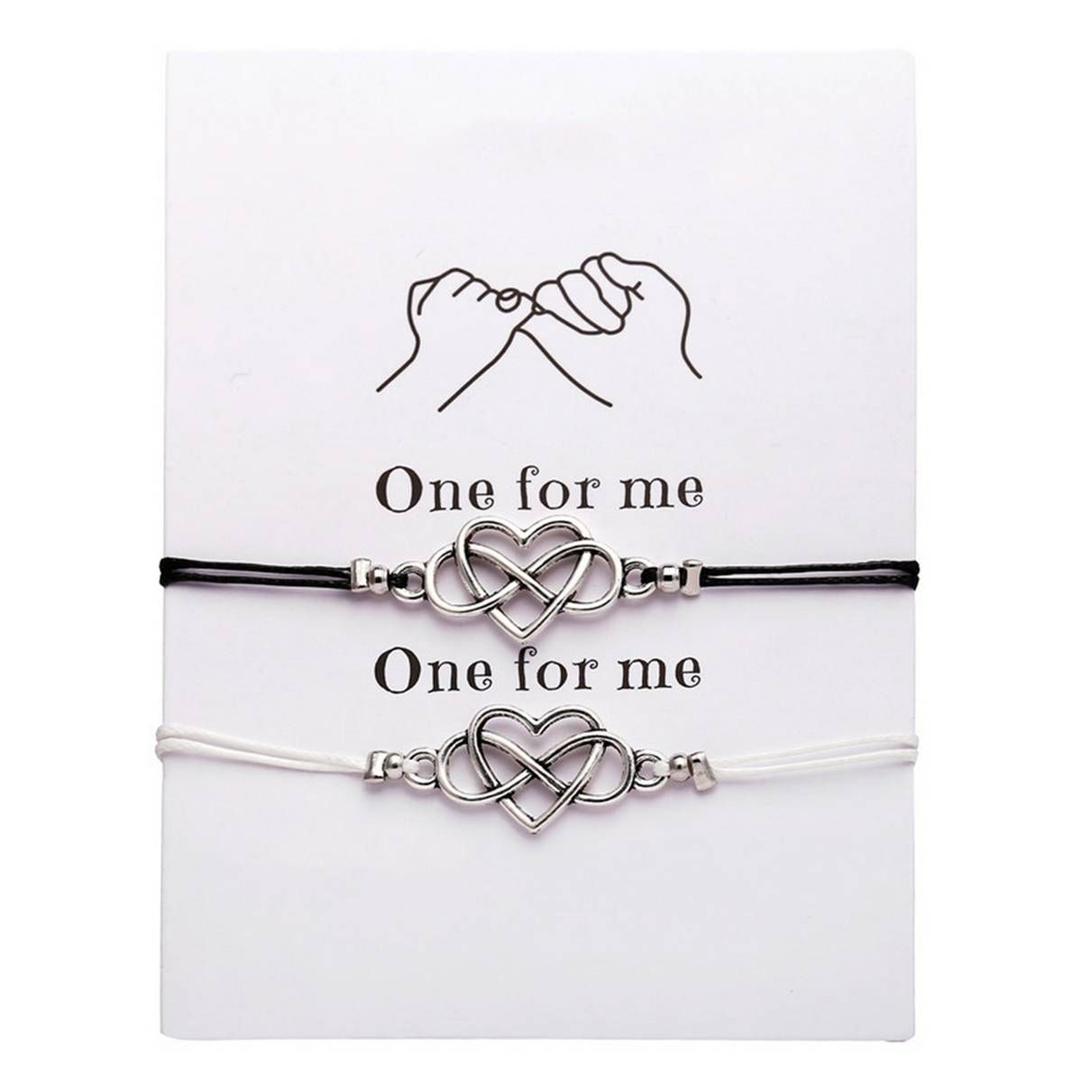 2Pcs/Set Unisex Interlocking Heart Couple Bracelet Bangle Jewelry