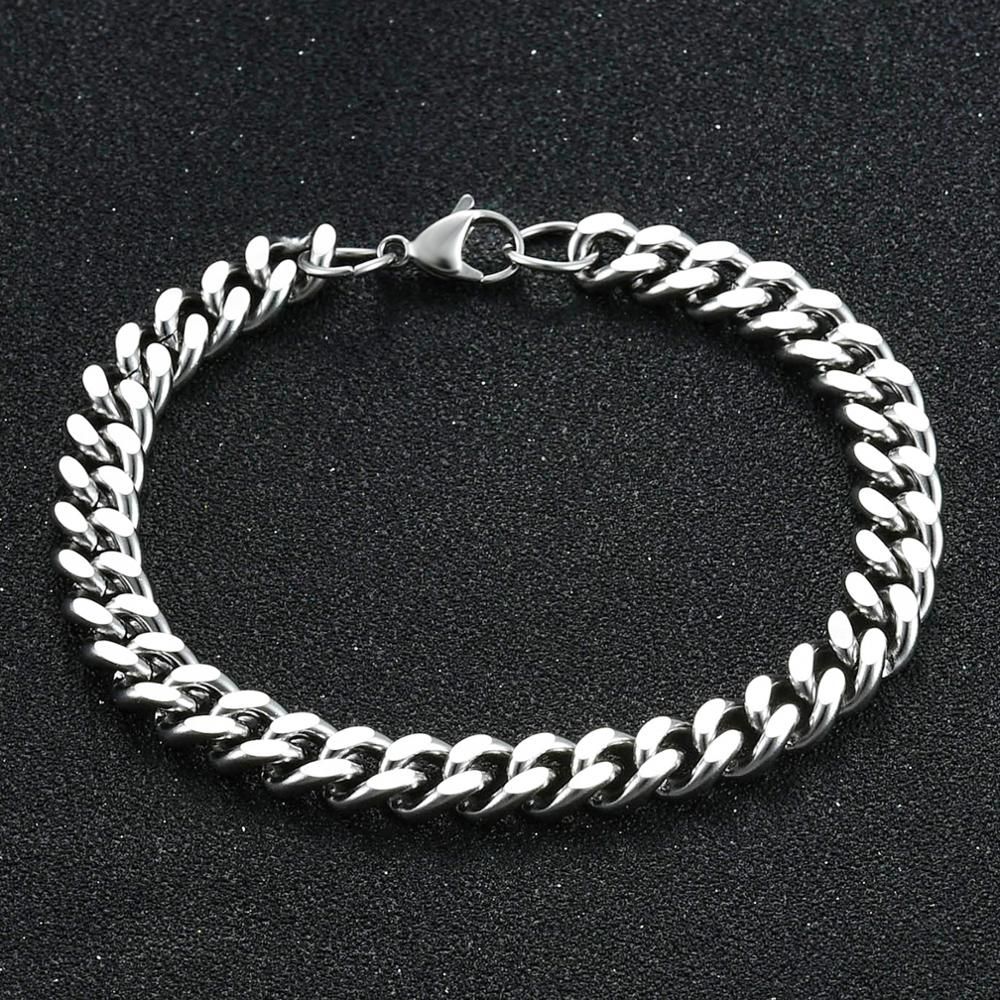 Mens Bracelet Stainless Steel Curb Cuban Chain for Fashion Steel Color Bracelet Women Jewelry Gift